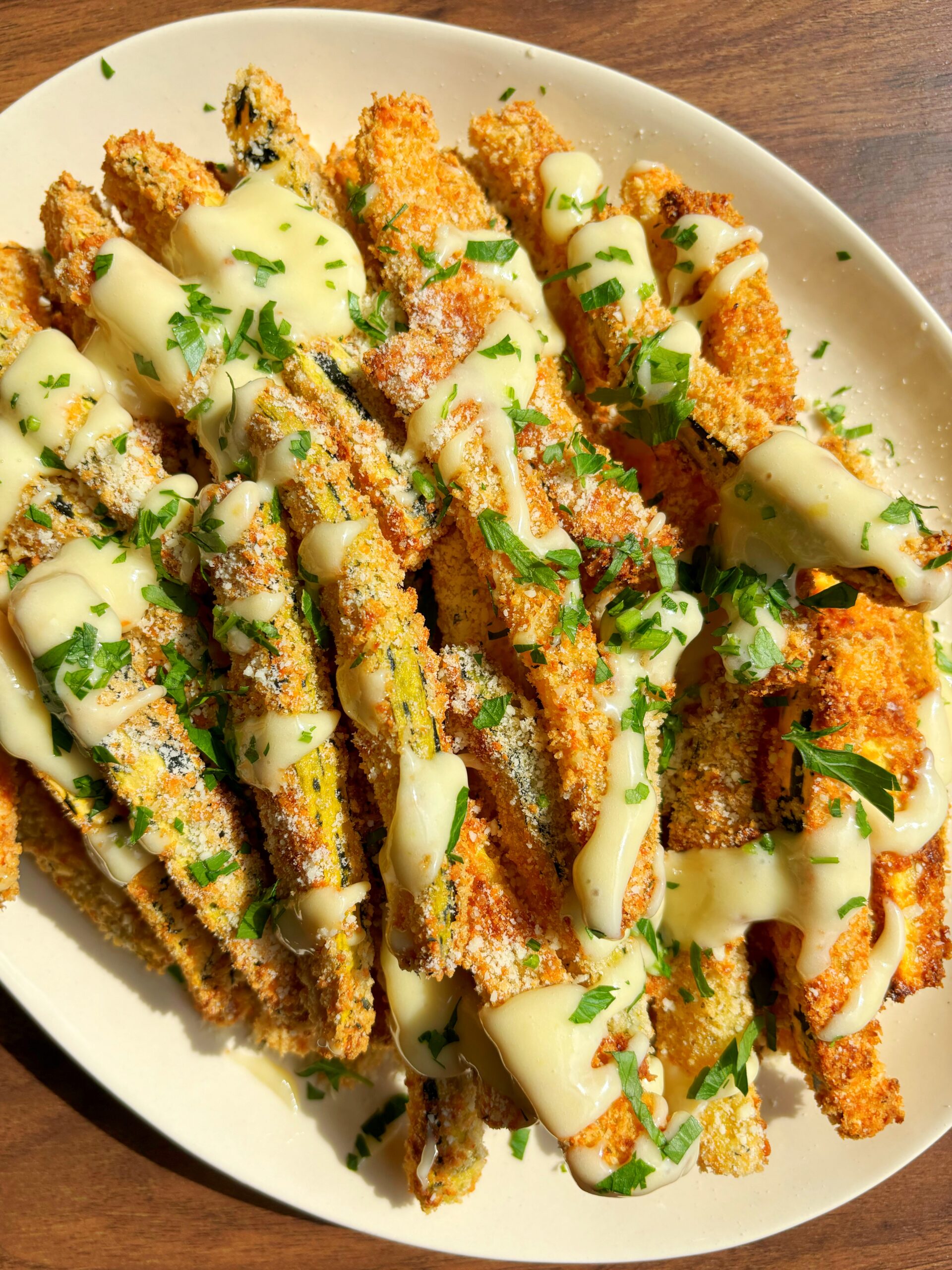 Delicata Squash Fries with Roasted Garlic and Truffle Aioli