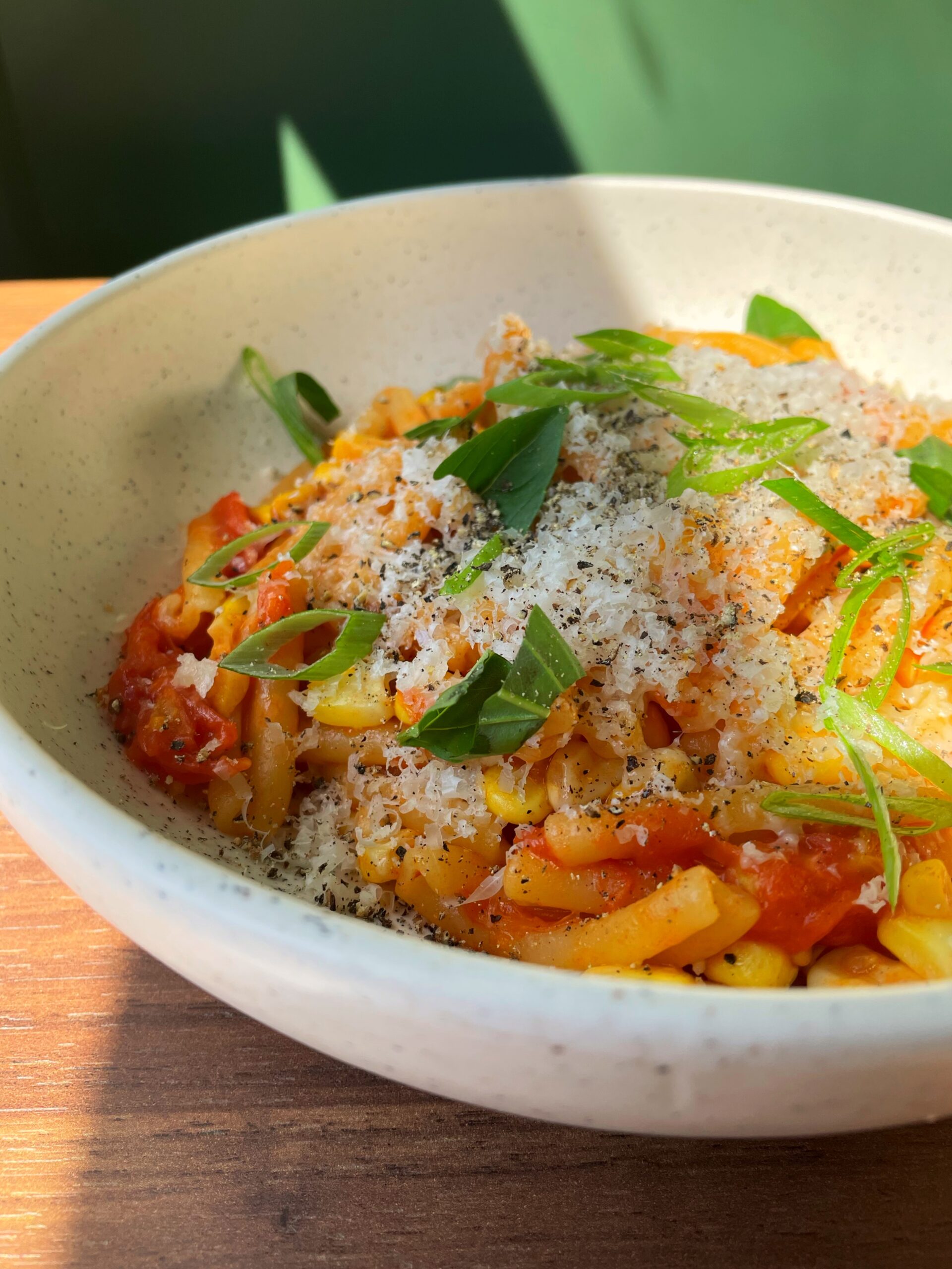 Charred Corn, Cherry Tomato and Calabrian Chili Pasta