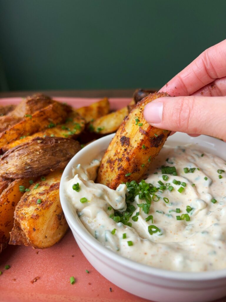 Crispy Potato Wedges with Zippy Dijonnaise