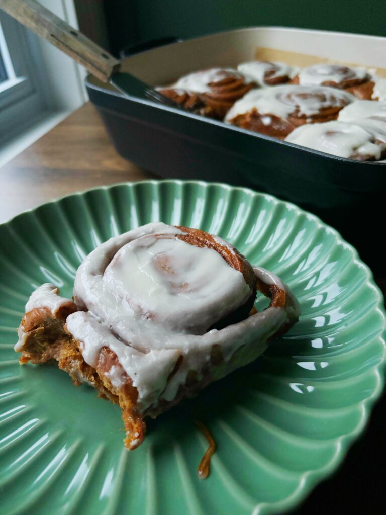 Ginger Molasses Cinnamon Rolls with Buttered Rum Glaze