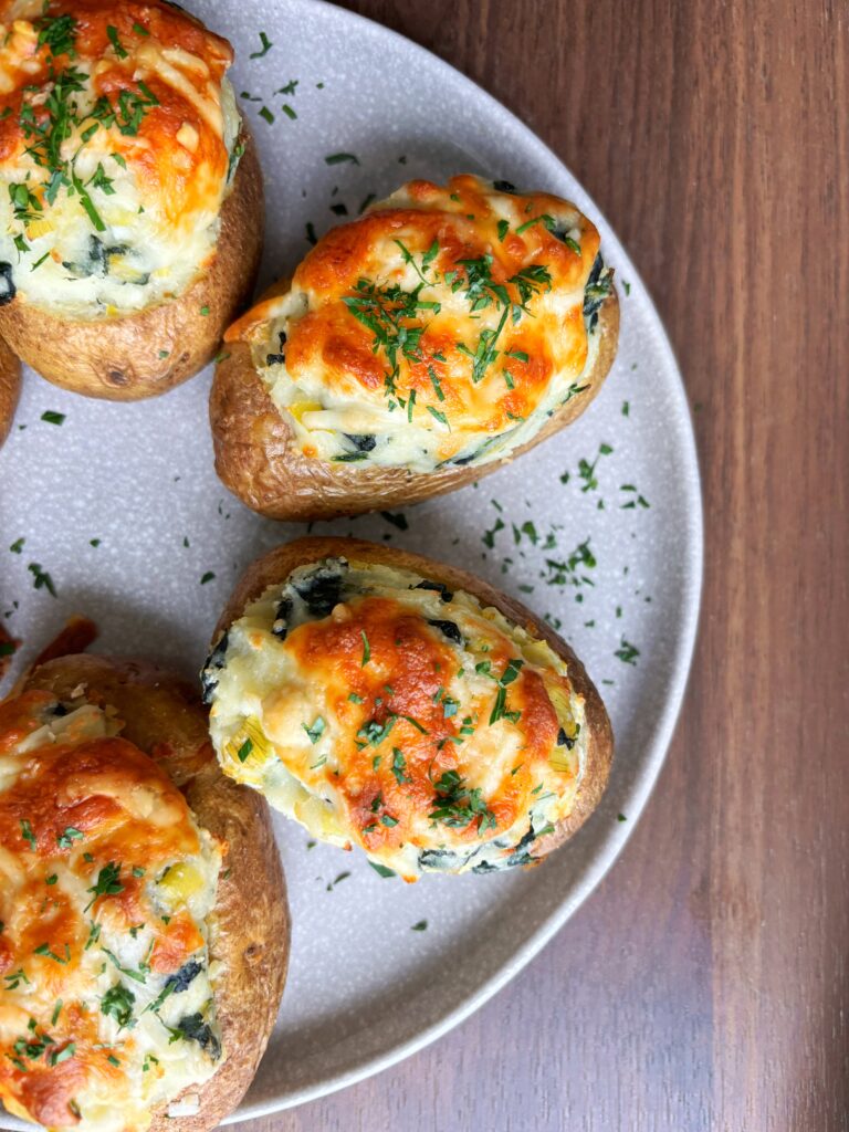 Spinach and Artichoke Twice Baked Potatoes