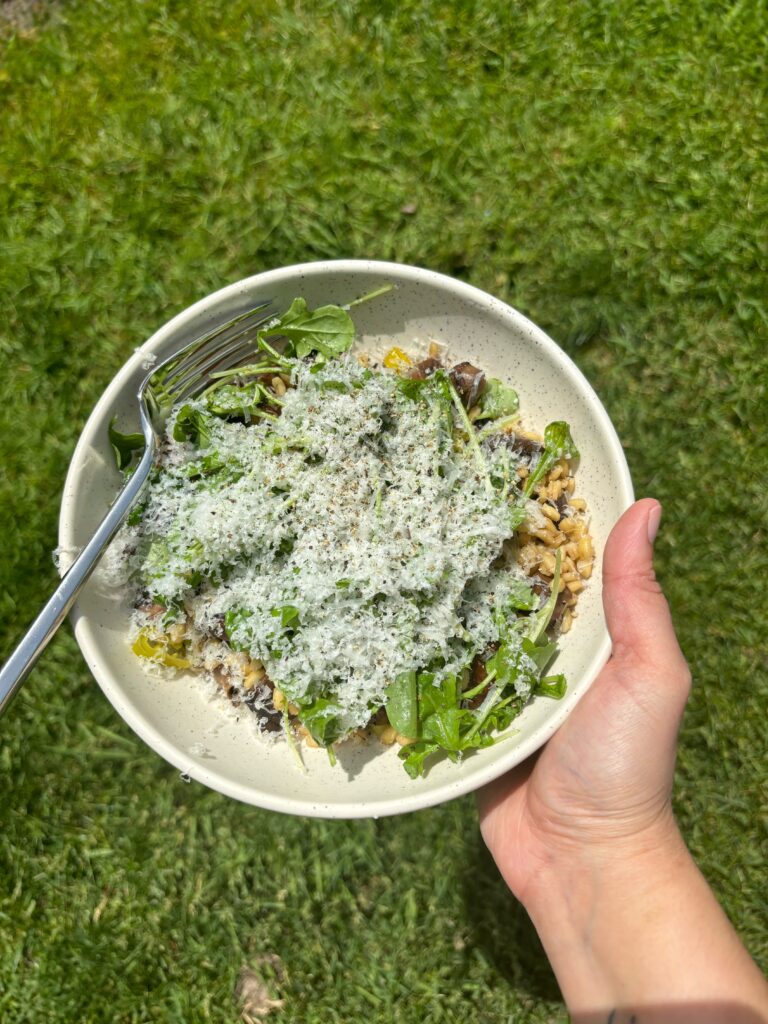 Roasted Mushroom, Peperoncini and Barley Salad