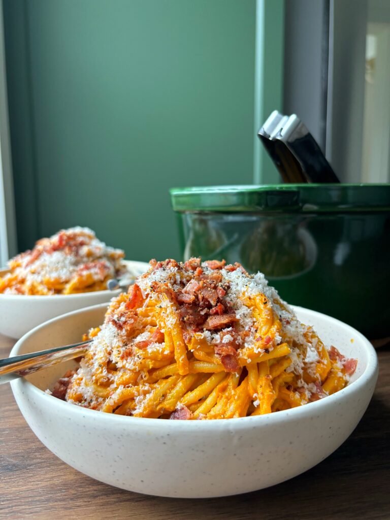 Creamy Cajun Pumpkin and Bacon Pasta