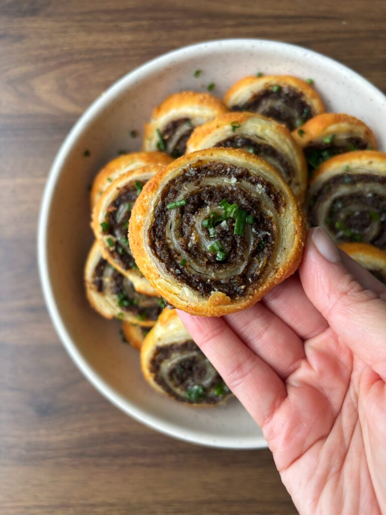 Mushroom and Parmesan Puff Pastry Pinwheels